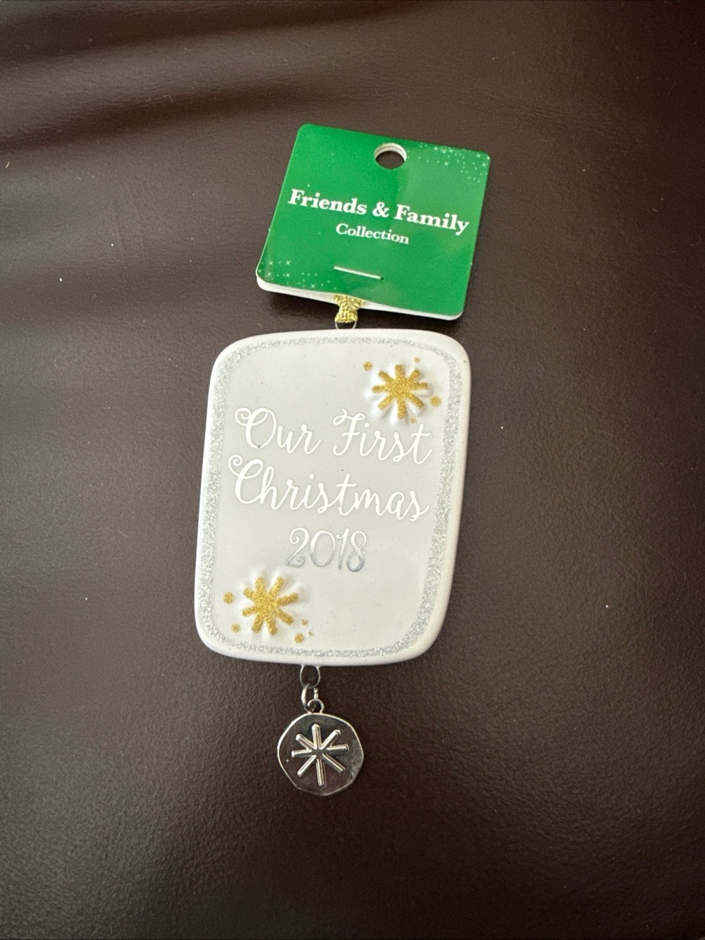 Our first Christmas 2018 Christmas ornament 5” tall with string